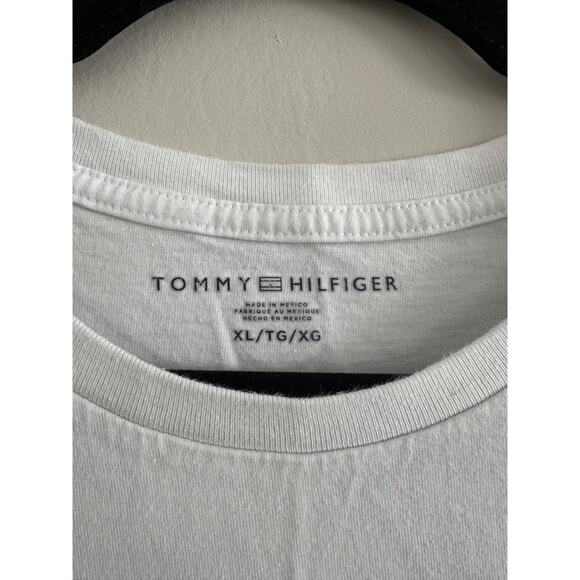Men's Tommy Hilfiger Preppy Logo Graphic White T-Shirt size L Academia Y2K - Picture 3 of 4